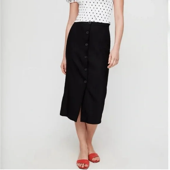 Aritzia Wilfred Charrière Button Front Linen Blend‎ Blaxn Midi Skirt - Picture 15 of 15